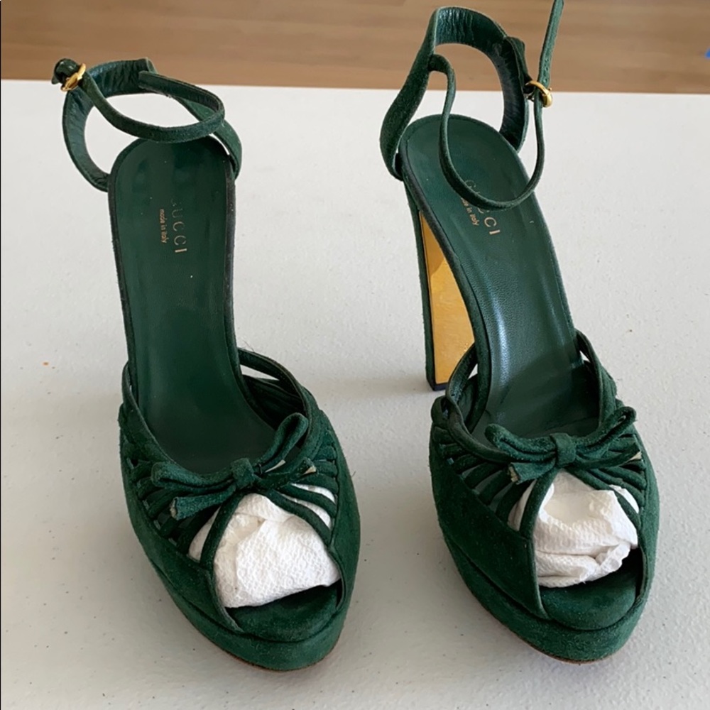 Green suede Gucci heels - Picture 5 of 12